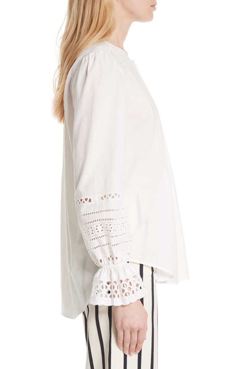 Veronica Beard Mili Eyelet Sleeve Top, Alternate, color, 