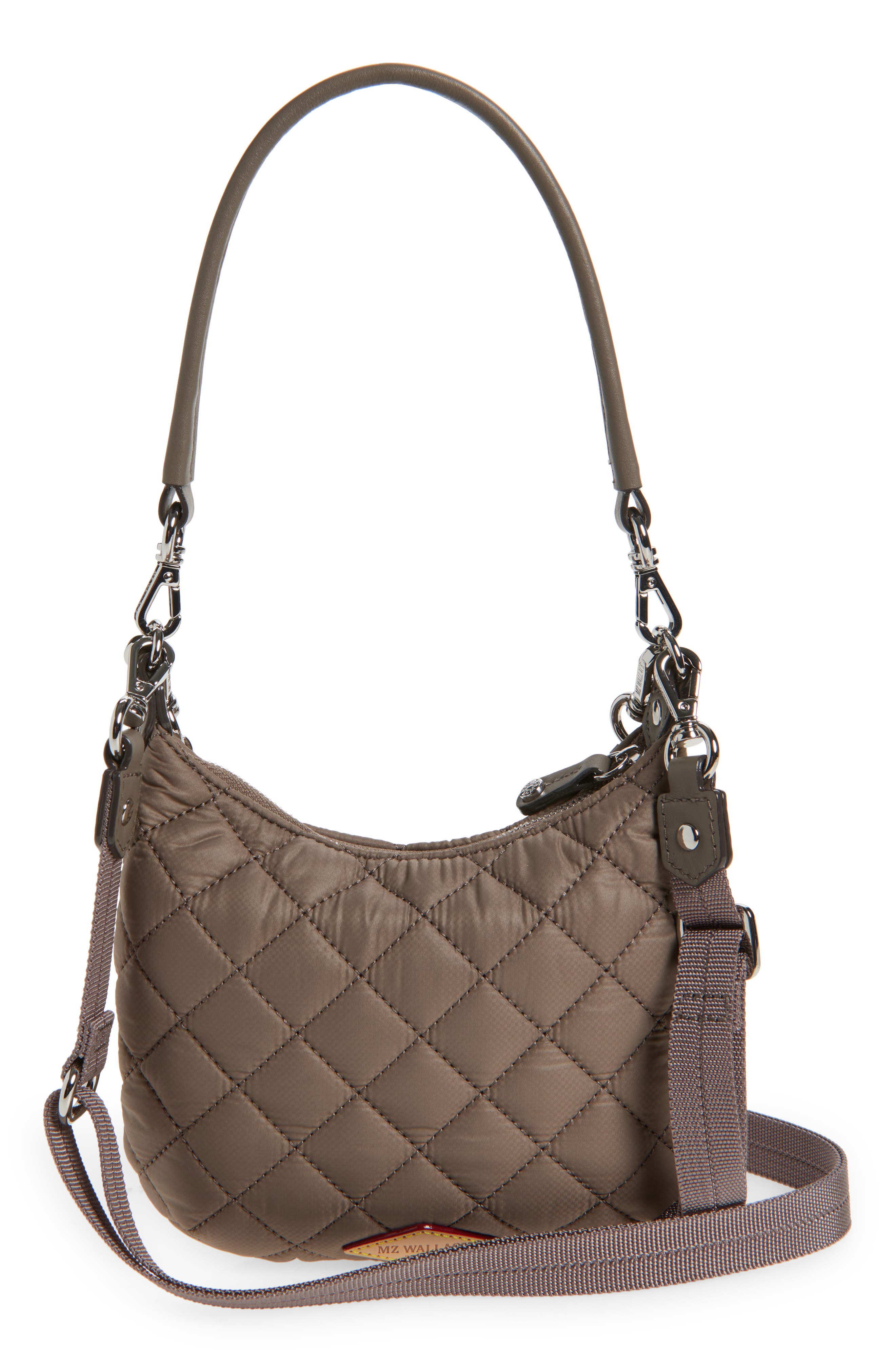 MZ Wallace Mini Crosby Sienna Quilted Nylon Shoulder Bag, Alternate, color, Morning Dove