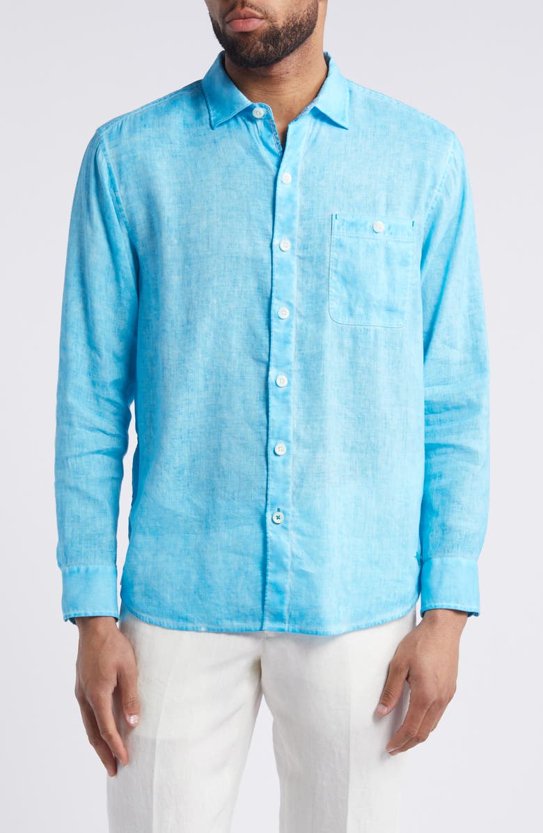 Tommy Bahama Breeze Linen Blend Shirt, Main, color, Horizon Blue