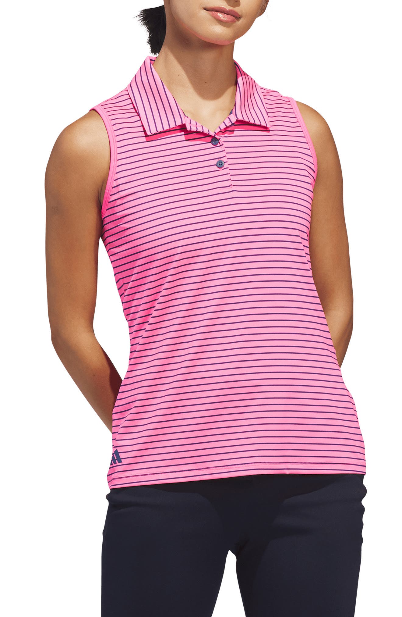 adidas Striped Performance Sleeveless Polo