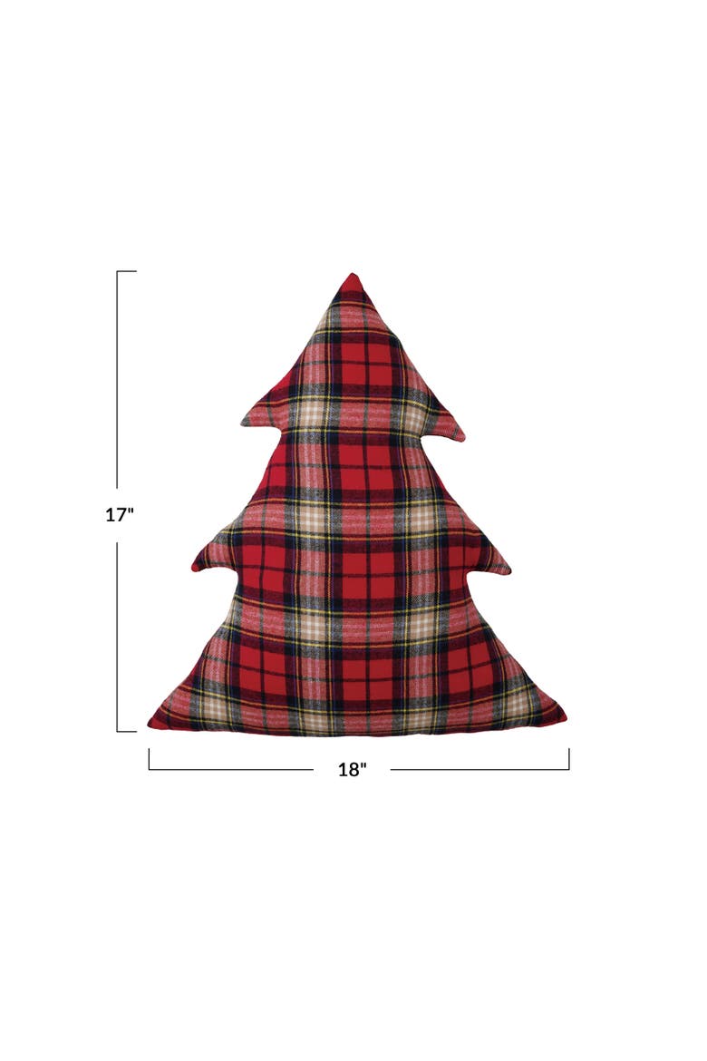 Plaid Patchwork Tree Pillow in Cotton Blend, Alternate, color, Multicolor