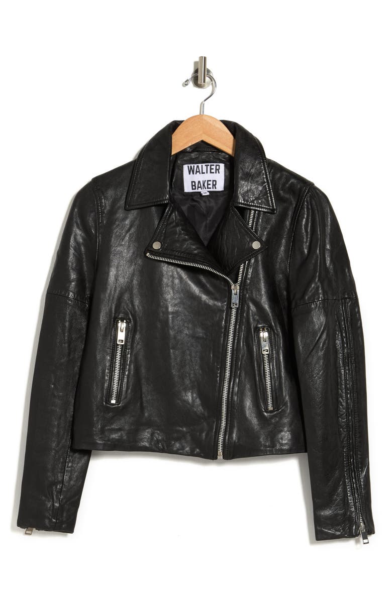 Walter Baker Presley Leather Moto Jacket, Alternate, color, Black