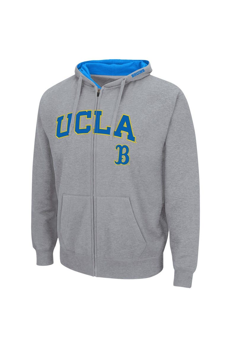 Men's Colosseum Heathered Gray UCLA Bruins Arch & Logo 3.0 Full-Zip Hoodie, Alternate, color, Heather Gray