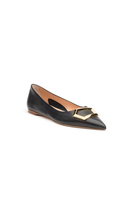 Traboe Leather Cubic Pebble Pointed Shoe