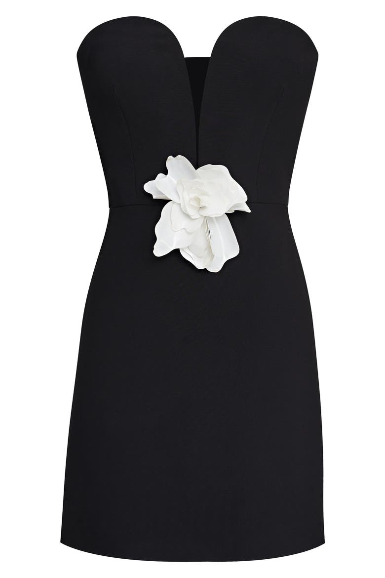 Anabelle Strapless Crepe Minidress, Alternate, color, BLACK