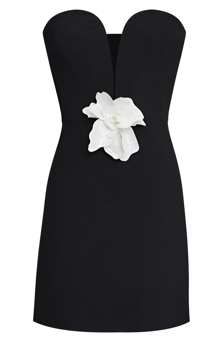 HALSTON Anabelle Strapless Crepe Minidress, Alternate, color, Black