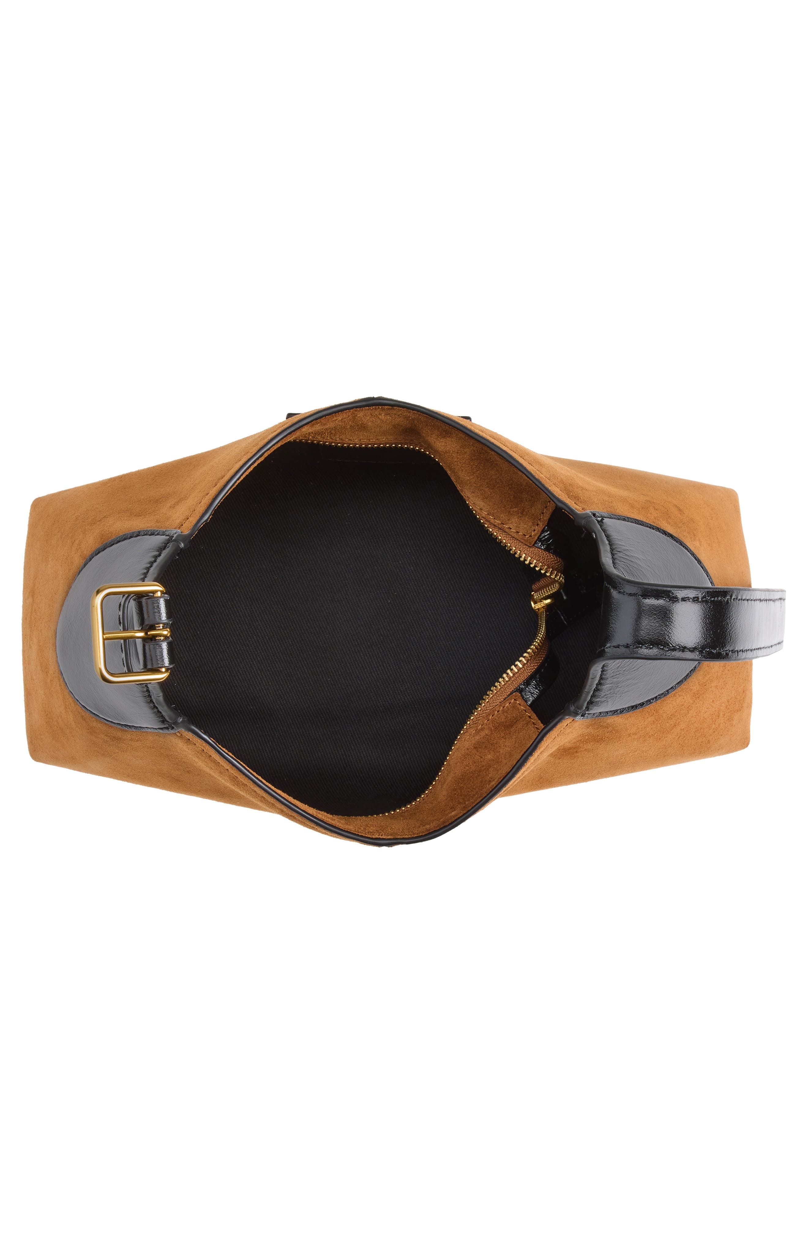 The Small Suede Belted Sack Bag, Alternate, color, COPPER