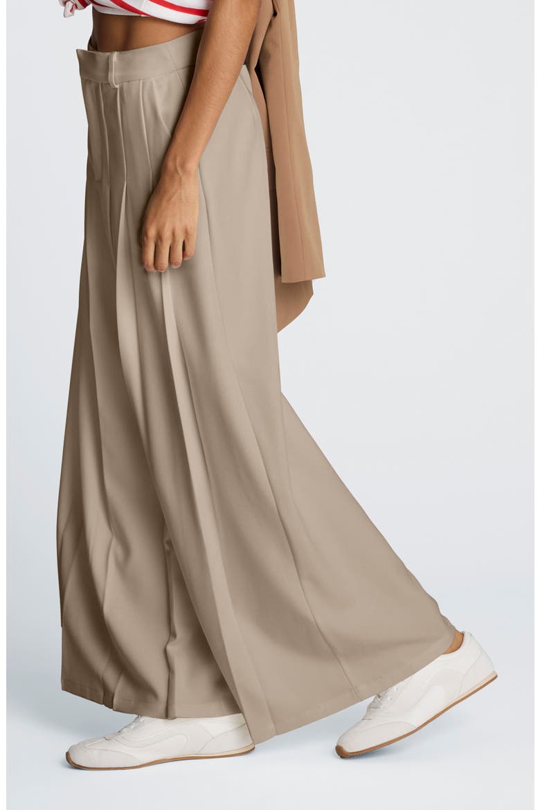 Pleated Stretch Maxi Skirt, Alternate, color, BURLAP