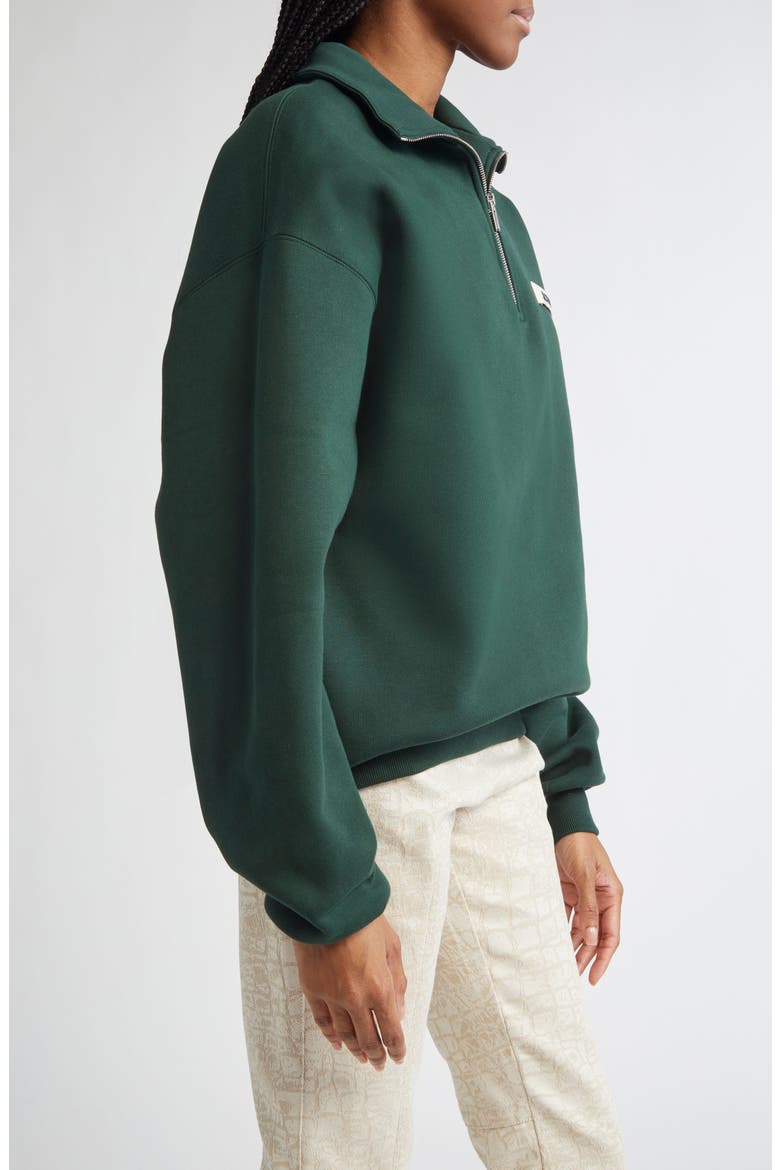 The Gros Grain Cotton Fleece Zip Sweatshirt, Alternate, color, DARK GREEN