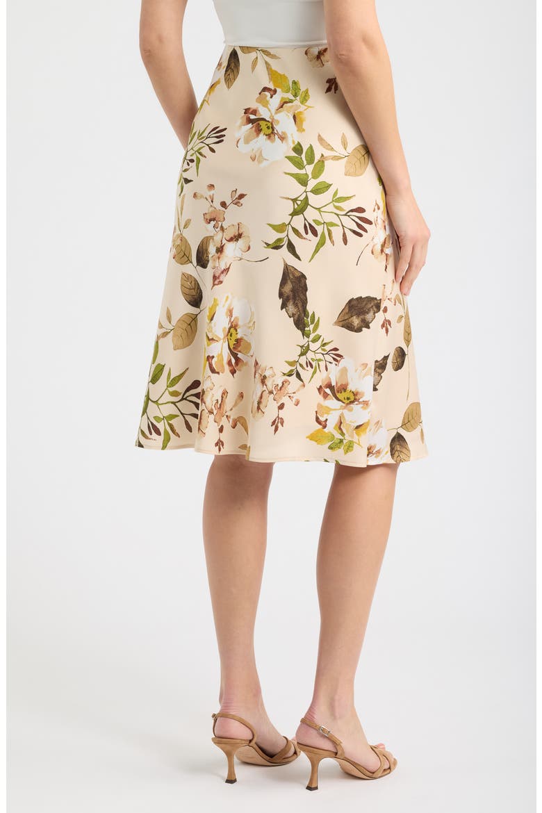 Floral Print Satin Midi Skirt, Alternate, color, SAND FLORAL
