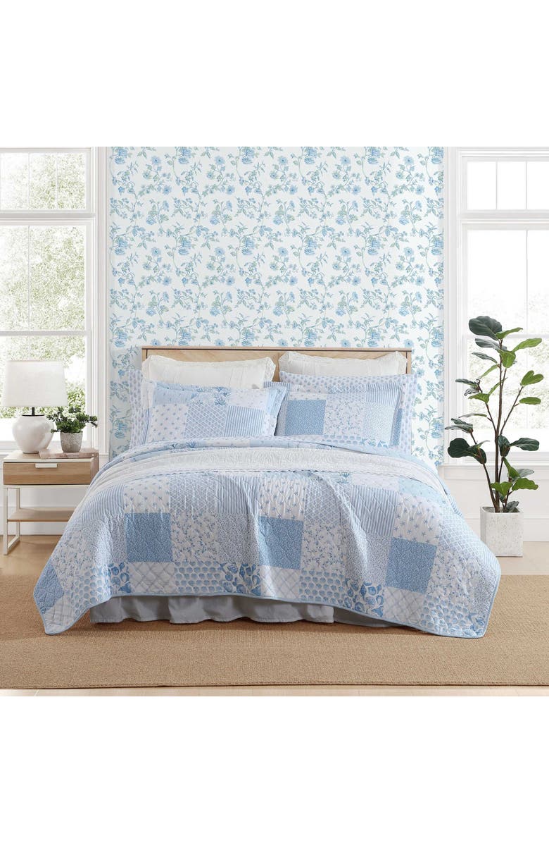Laura Ashley 3-Piece Comforter & Sham Quilt Set, Alternate, color, Blue