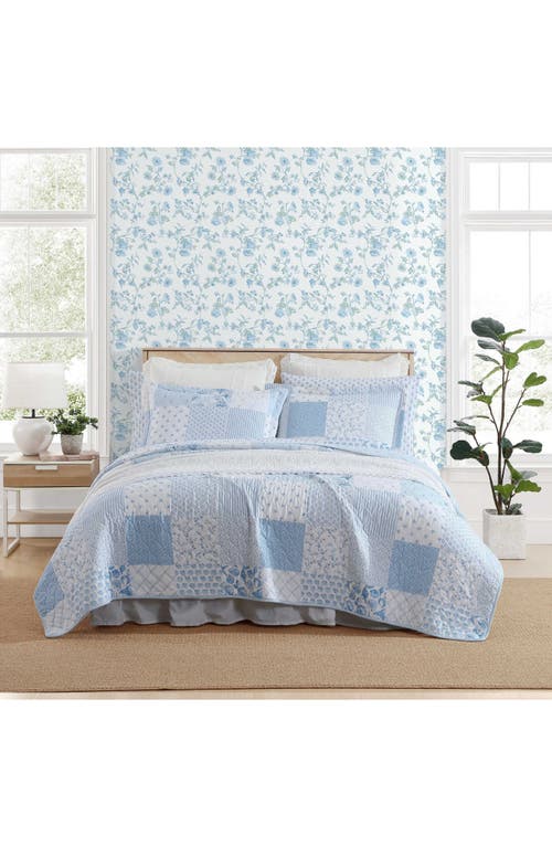 Laura Ashley 3-piece Comforter & Sham Quilt Set In Blue