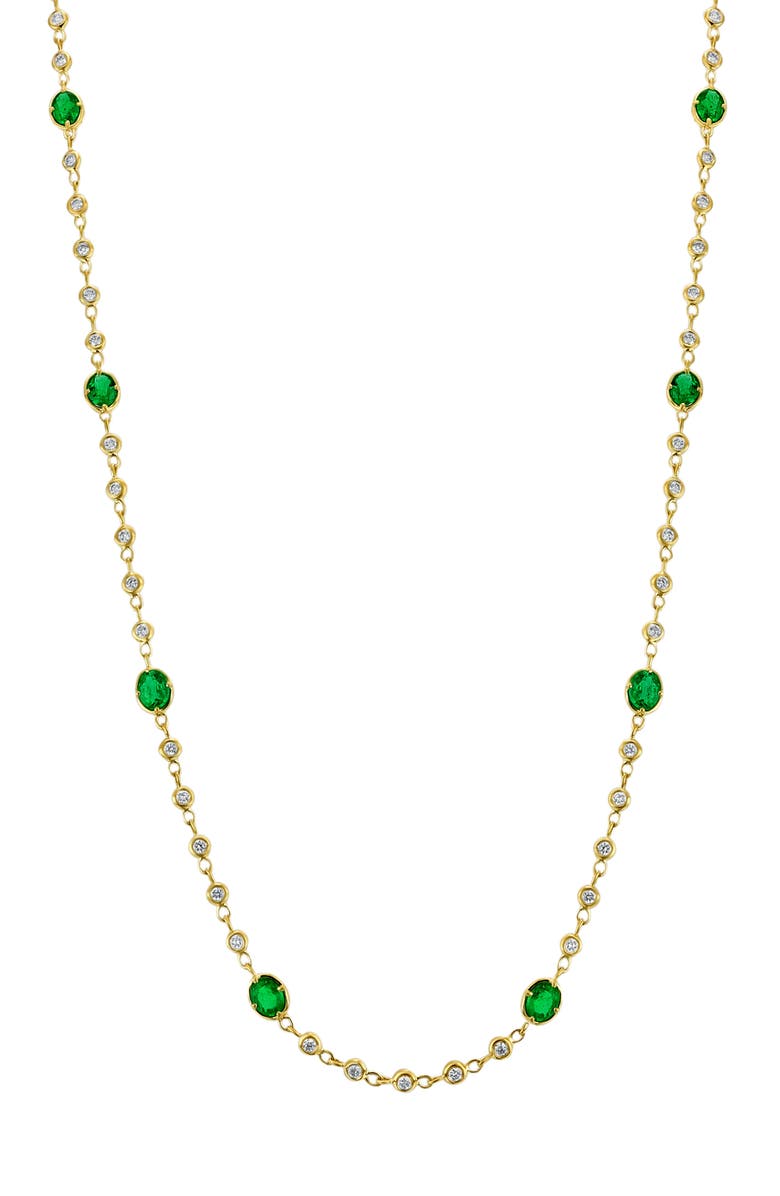 Bony Levy El Mar Station Emerald & Diamond Necklace, Main, color, 