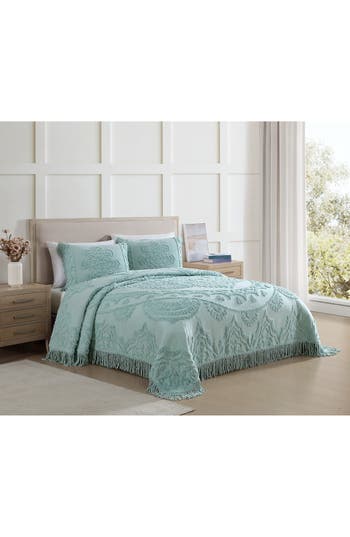 Beatrice Home Fashions Lotus Chenille Comforter In Blue