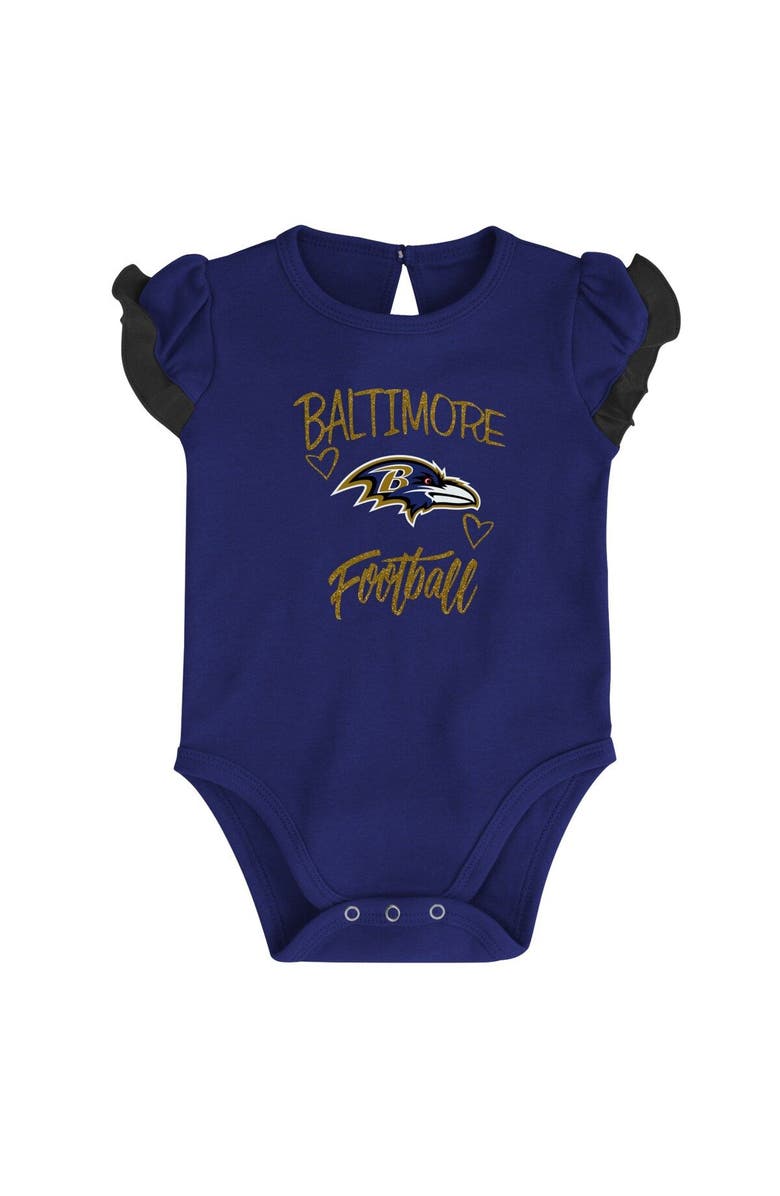 Outerstuff Newborn & Infant Purple/Black Baltimore Ravens Too Much Love Two-Piece Bodysuit Set, Alternate, color, 