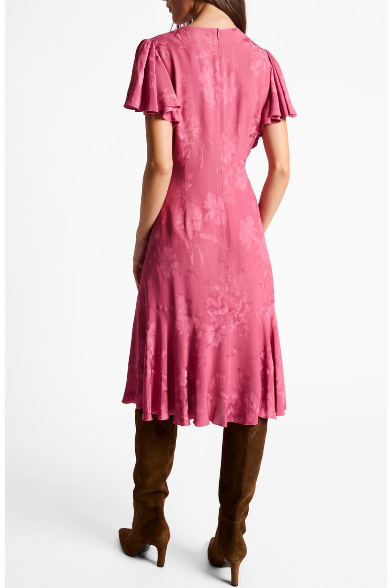 Grazia Flutter Sleeve Sheath Dress in Floral Jacquard, Alternate, color, CRUSHED BERRY