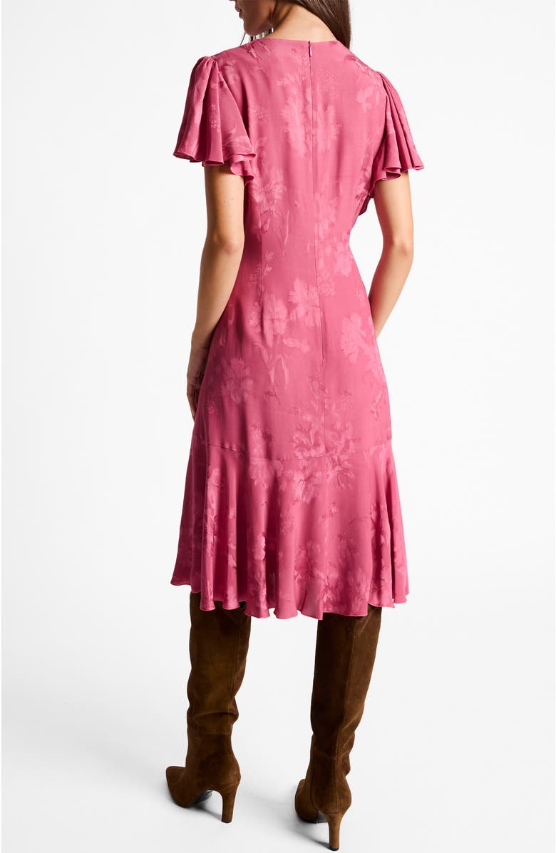 Santorelli Grazia Flutter Sleeve Sheath Dress in Floral Jacquard, Alternate, color, Crushed Berry