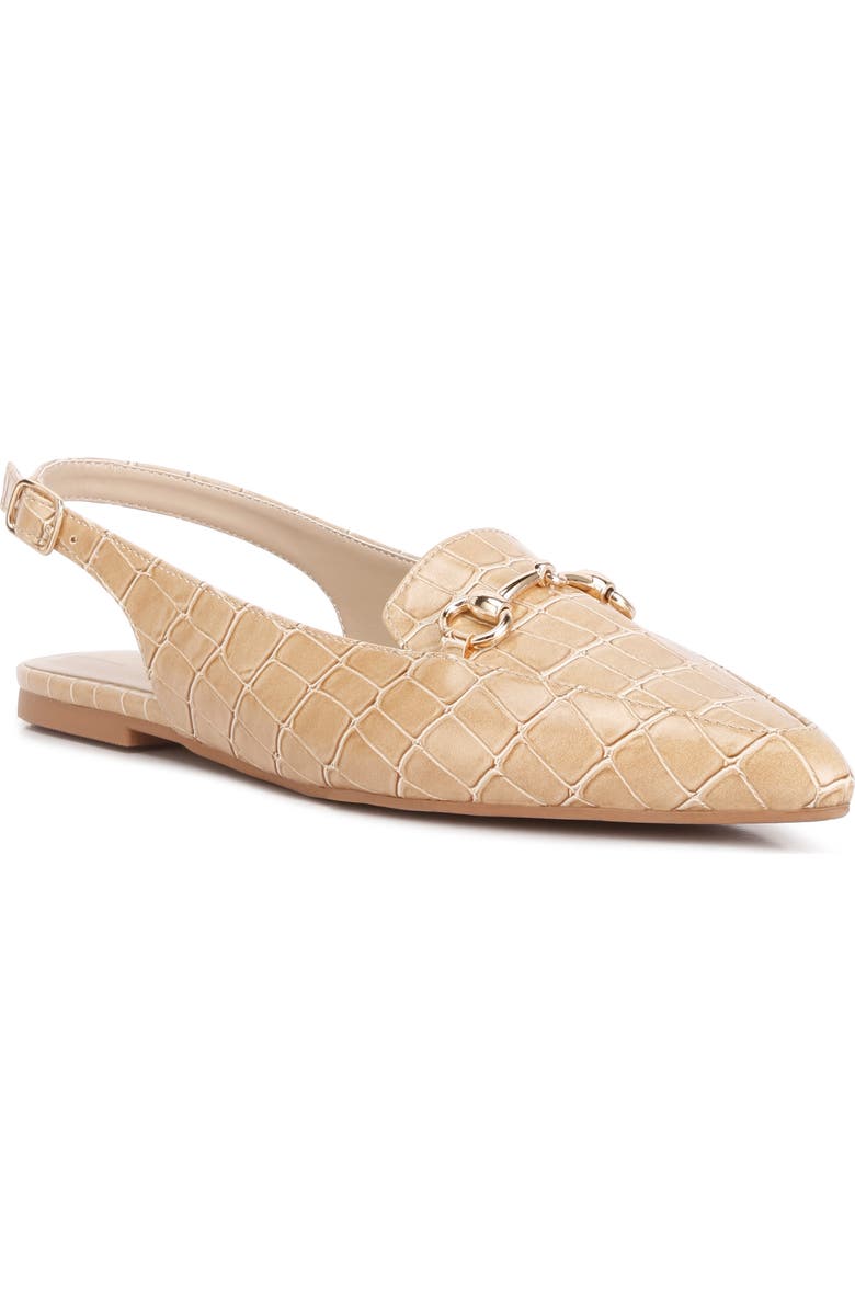 LONDON RAG Trempe Croc Embossed Slingback Flat, Main, color,