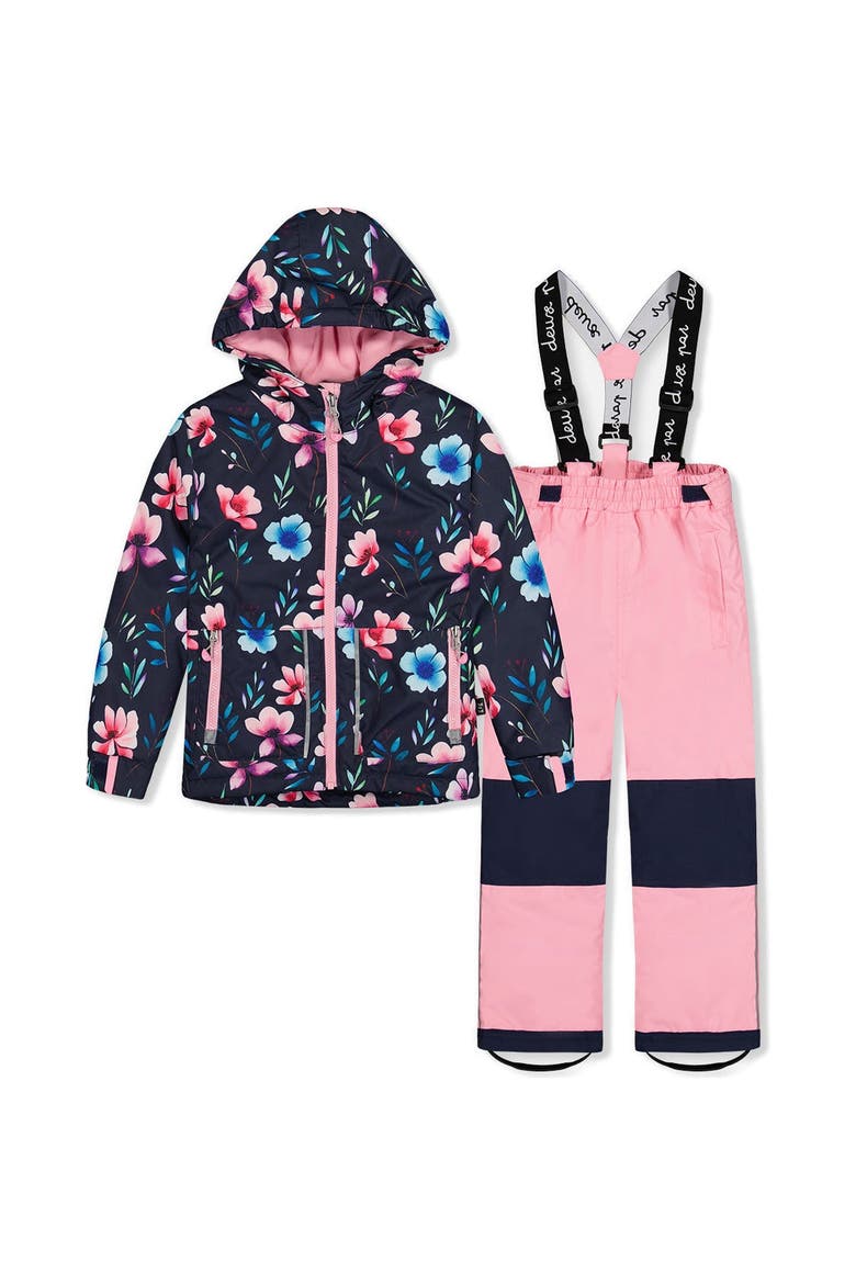 Chill Floral Jacket & Foot Strap Pants Two Piece Snowsuit, Main, color, Blue Floral Print