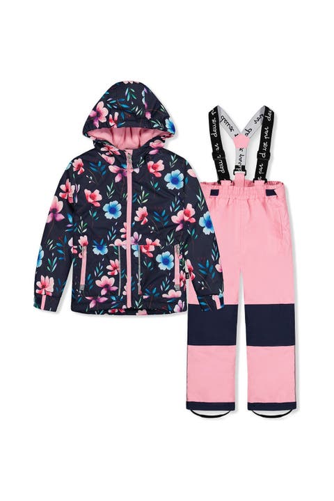 Chill Floral Jacket & Foot Strap Pants Two Piece Snowsuit