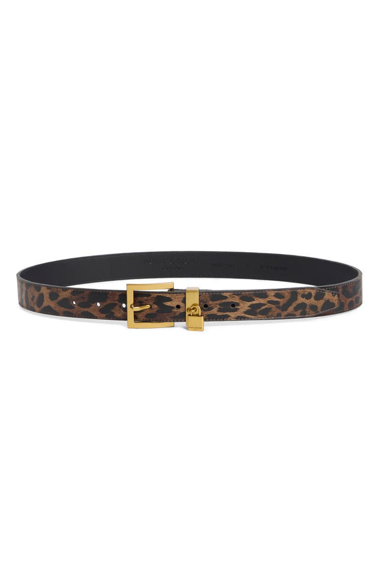 Kurt Geiger London Brixton Leopard Print Leather Belt, Main, color, Leopard