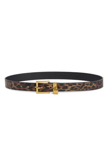 Kurt Geiger London Brixton Leopard Print Leather Belt In Brown