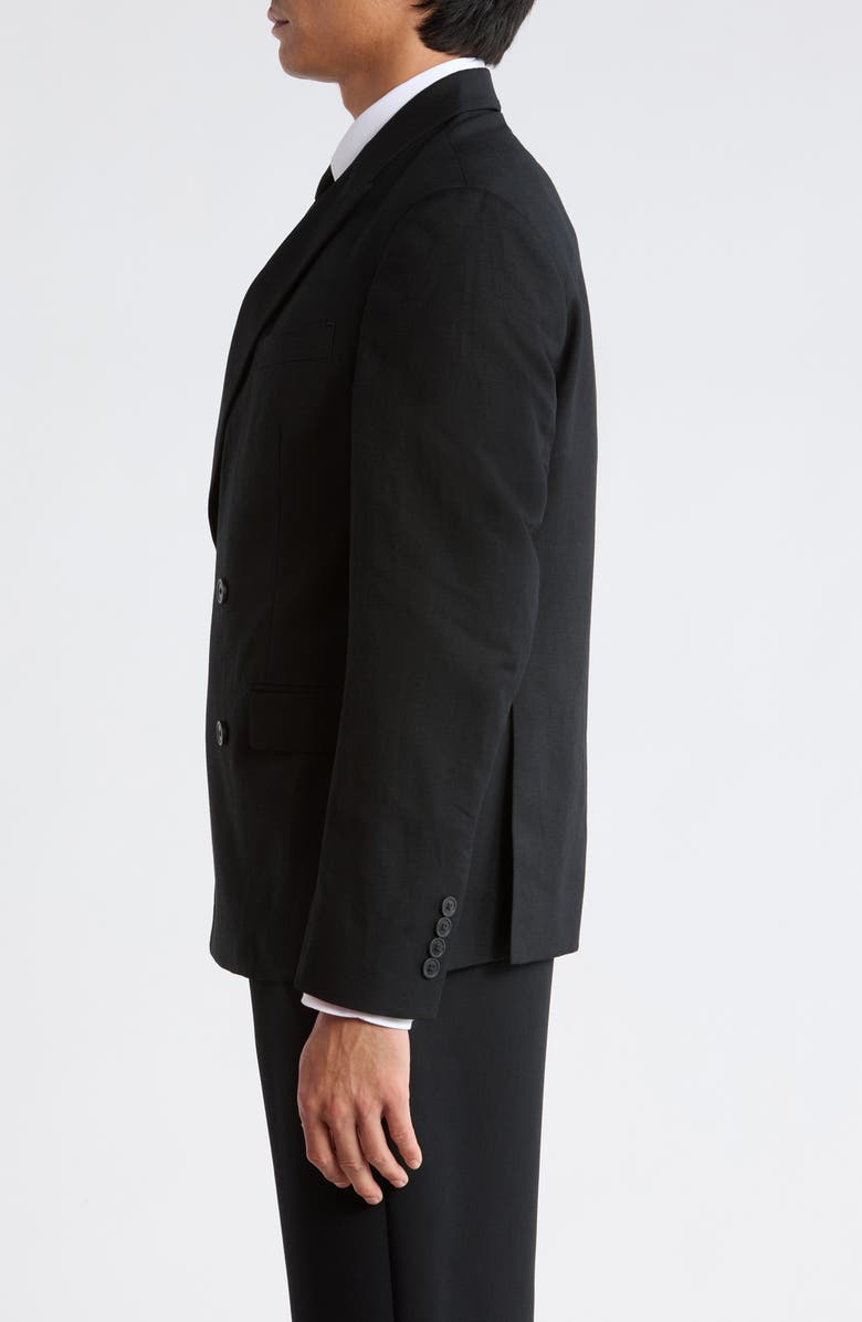 Open Edit Black Linen Blend Double Breasted Sport Coat, Alternate, color, Black