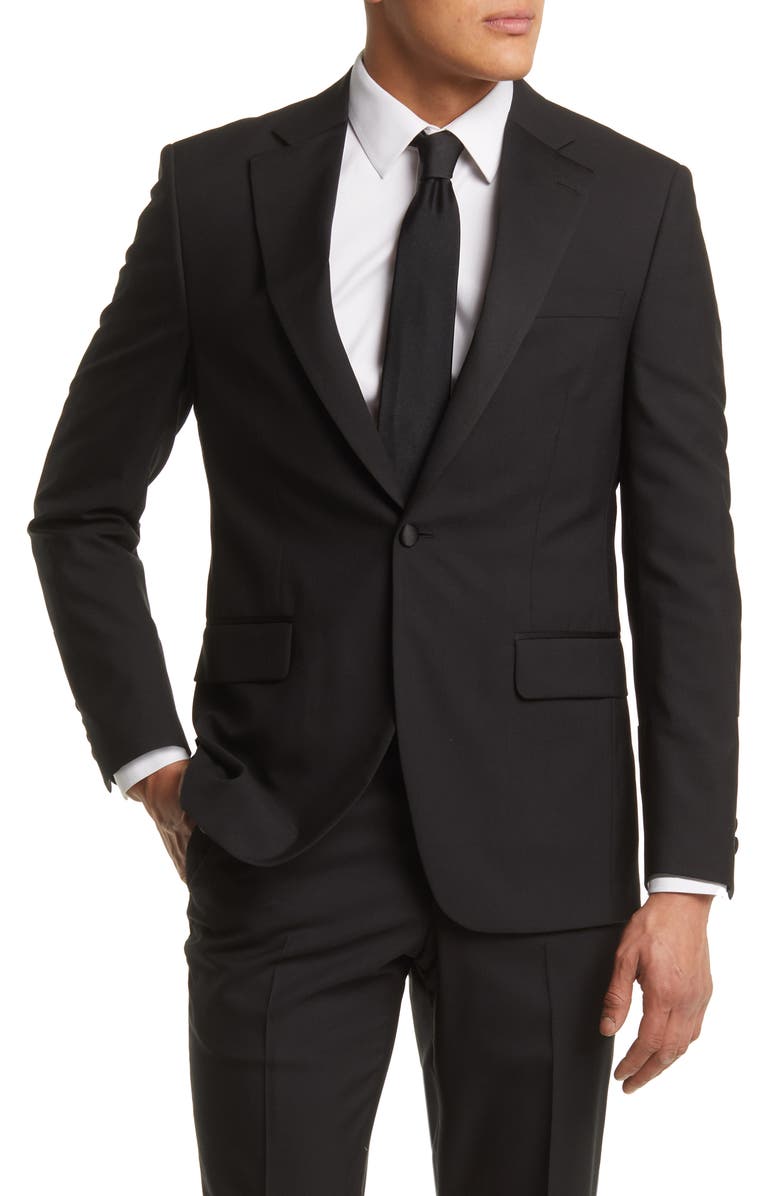Peter Millar Classic Fit Black Wool Tuxedo, Alternate, color, Black