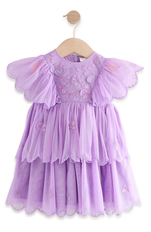 Next Kids' Floral Embroidered Flutter Sleeve Tulle Party Dress