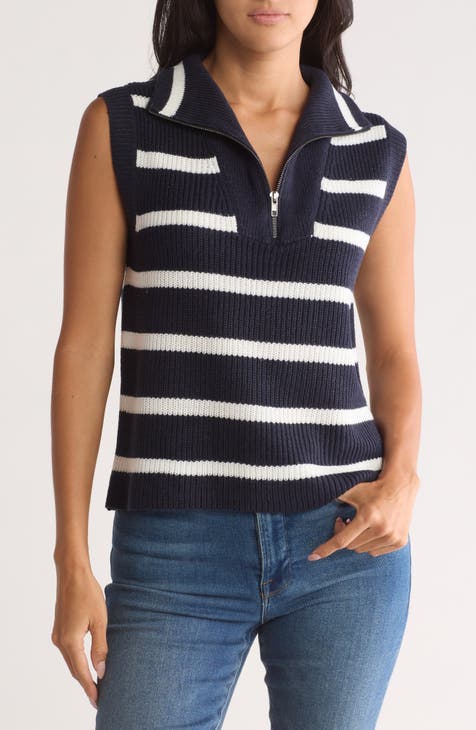 Stripe Quarter-Zip Sweater Vest