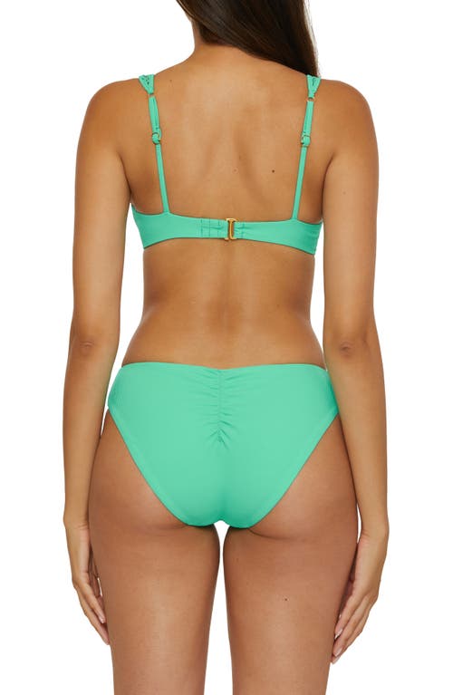 Becca Modern Edge Ribbed Hipster Bikini Bottoms In Aqua Sea