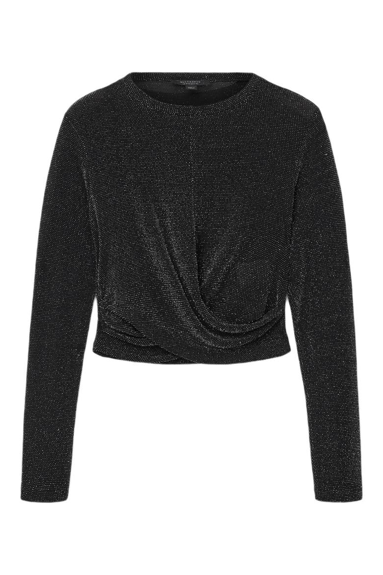 Skylar Metallic Twist Front Top, Alternate, color, SILVER/ BLACK