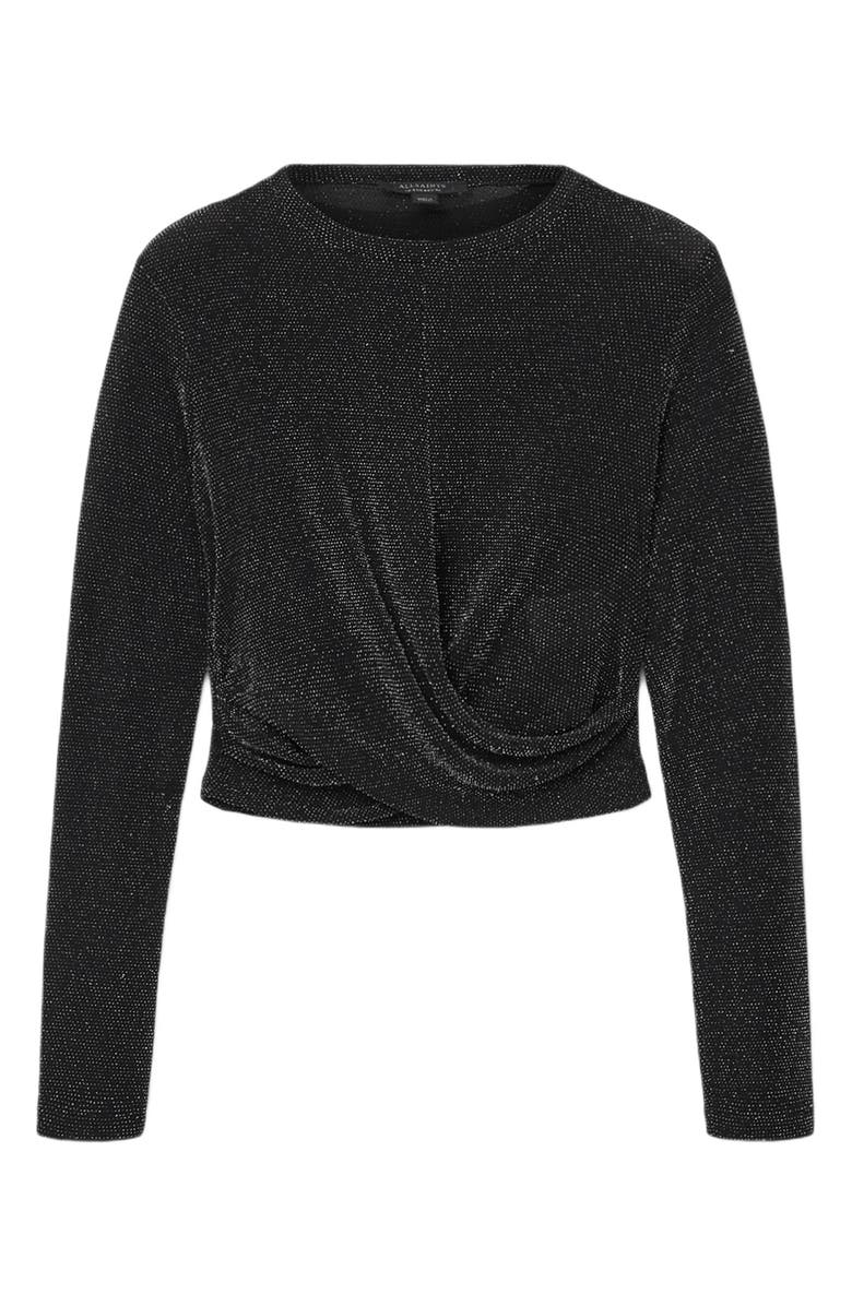 AllSaints Skylar Metallic Twist Front Top, Alternate, color, Silver/ Black