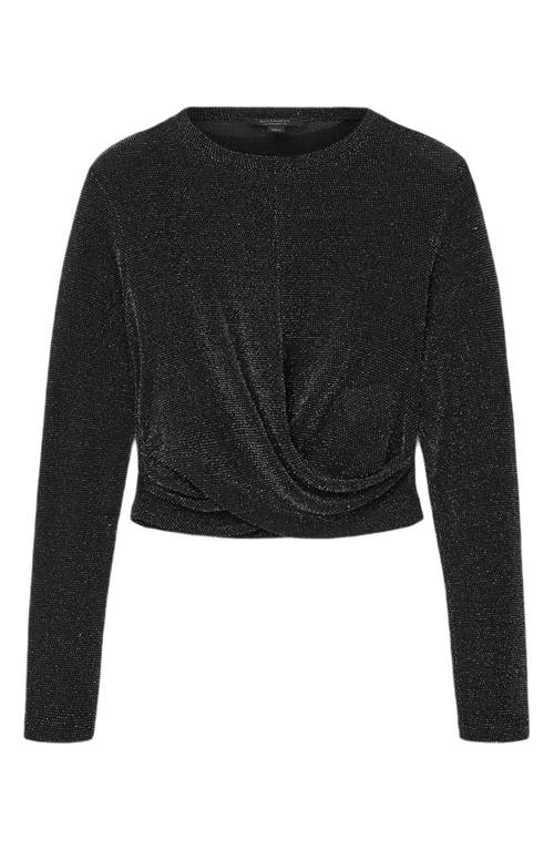 Allsaints Skylar Metallic Twist Front Top In Black