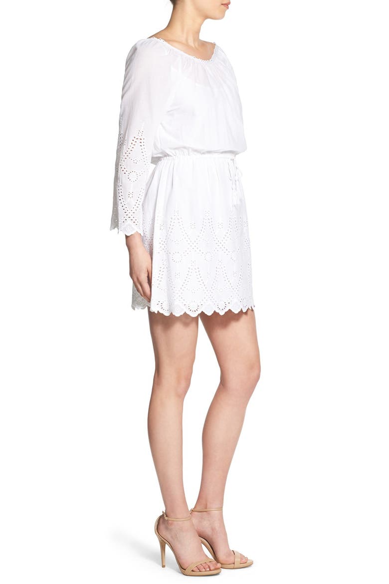 'Serena' Lace Fit & Flare Dress, Alternate, color, WHITE