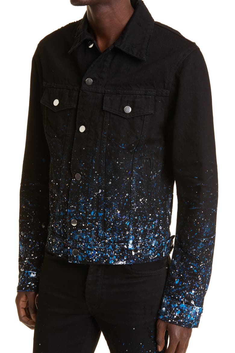 Crystal Painter Denim Trucker Jacket, Alternate, color, OD BLACK