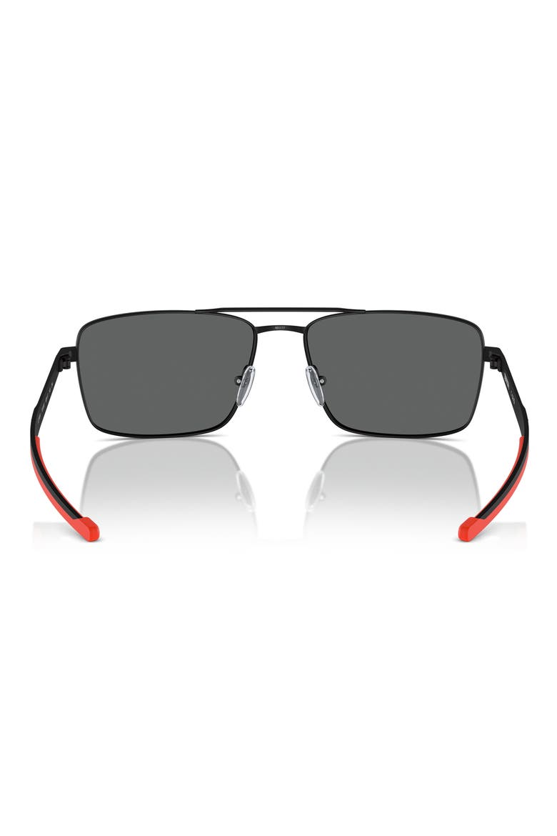 60mm Rectangular Aviator Sunglasses, Alternate, color, MATTE BLACK
