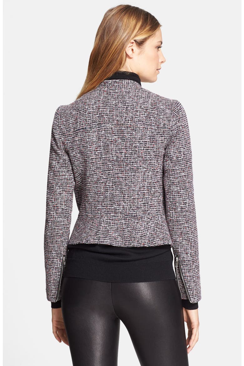 'Kinde' Tweed Moto Jacket, Alternate, color, BLACK/ WHITE