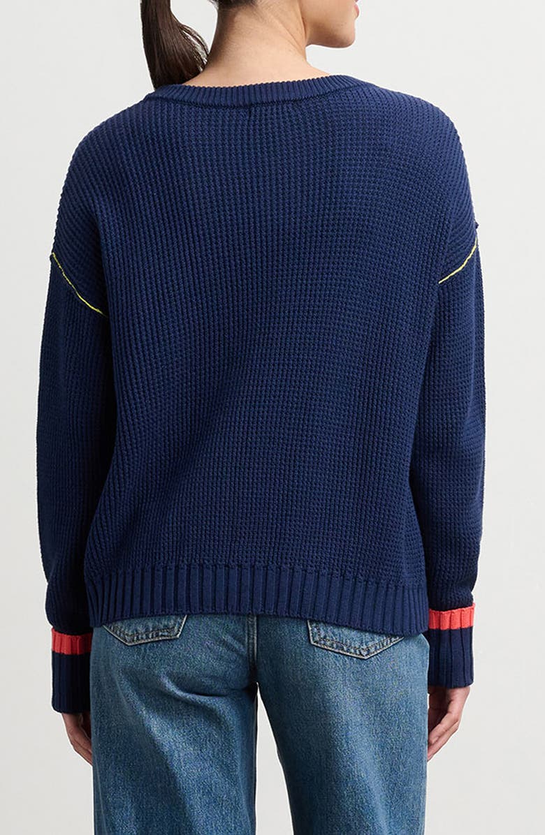 Hatley Contrast Stitch Waffle Knit Cotton Blend Sweater, Alternate, color, Navy