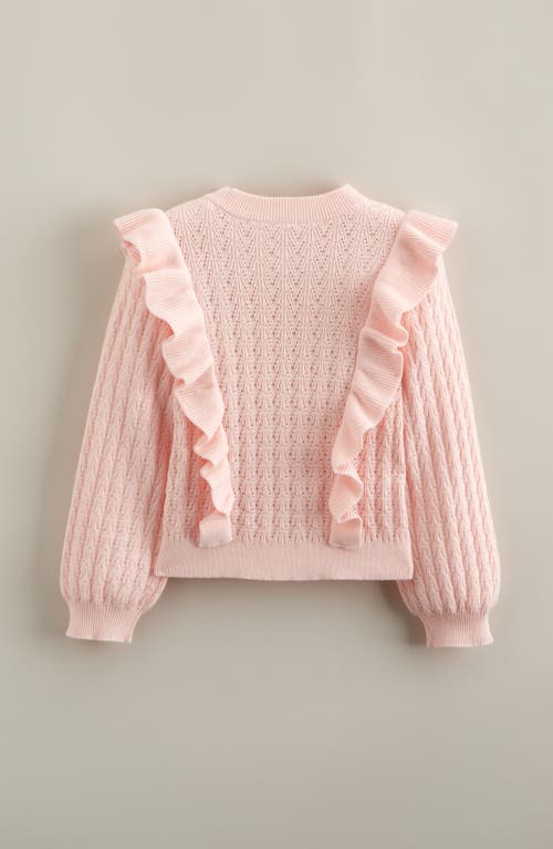 Nordstrom Kids' Ruffle Cotton Pointelle Sweater In Pink