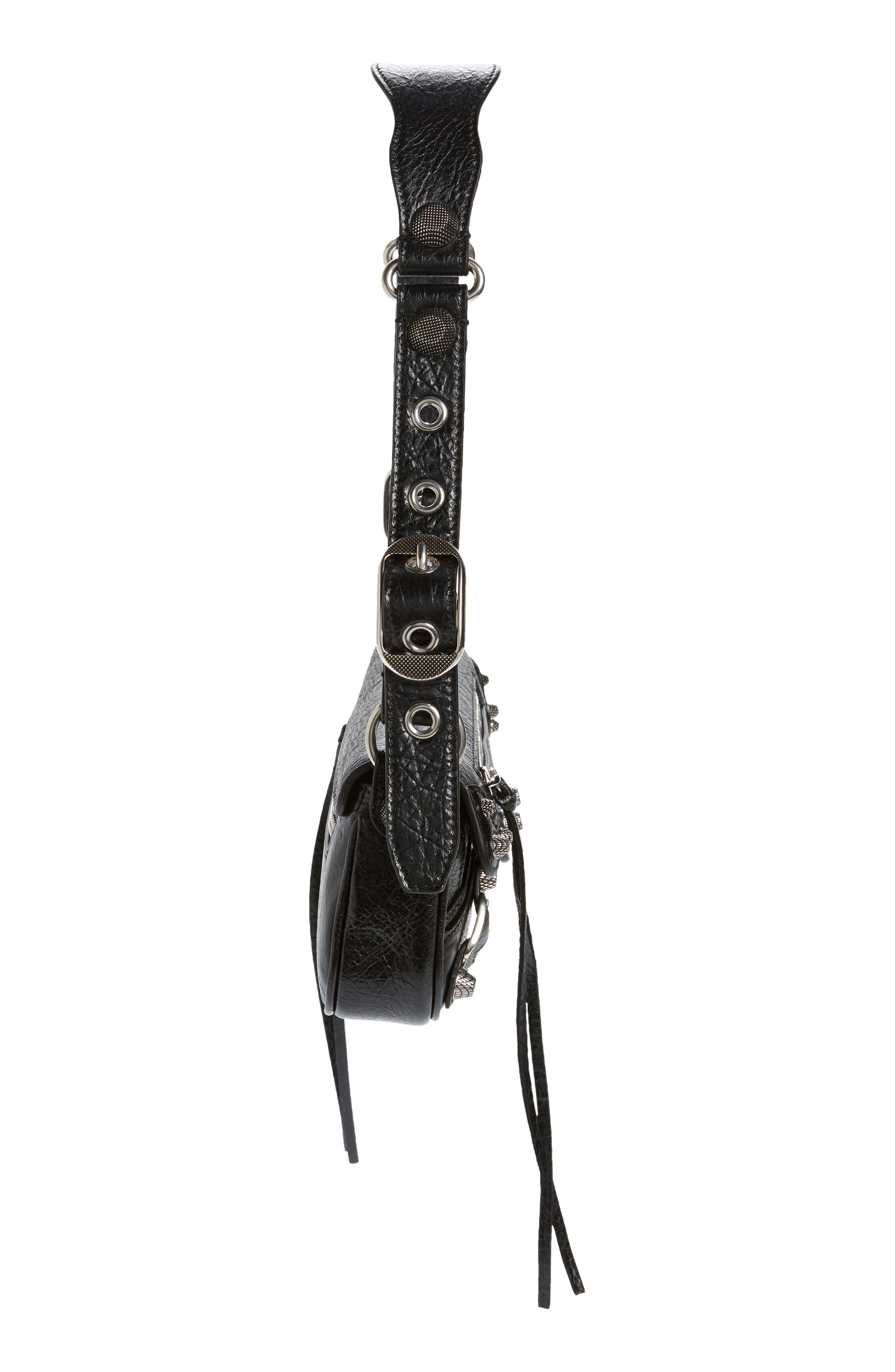 Extra Small Le Cagole Lambskin Leather Shoulder Bag, Alternate, color, BLACK