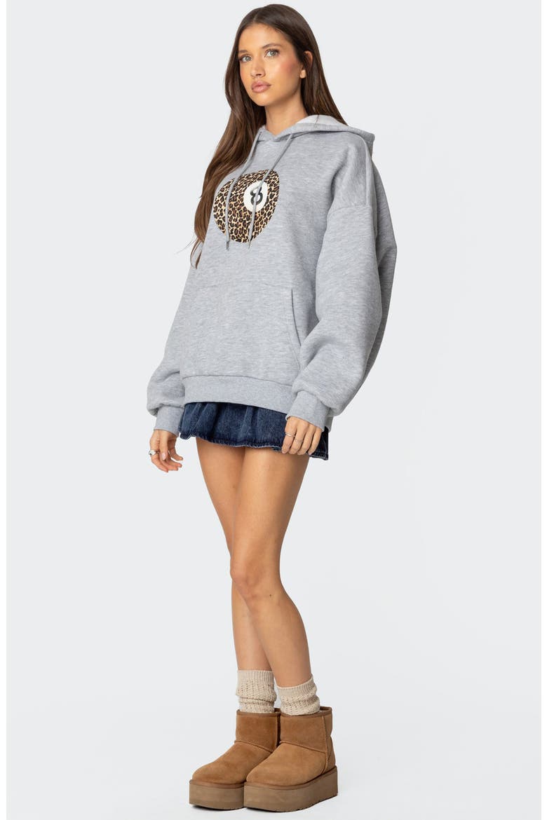 Leopard 8 Oversize Hoodie, Alternate, color, GRAY-MELANGE