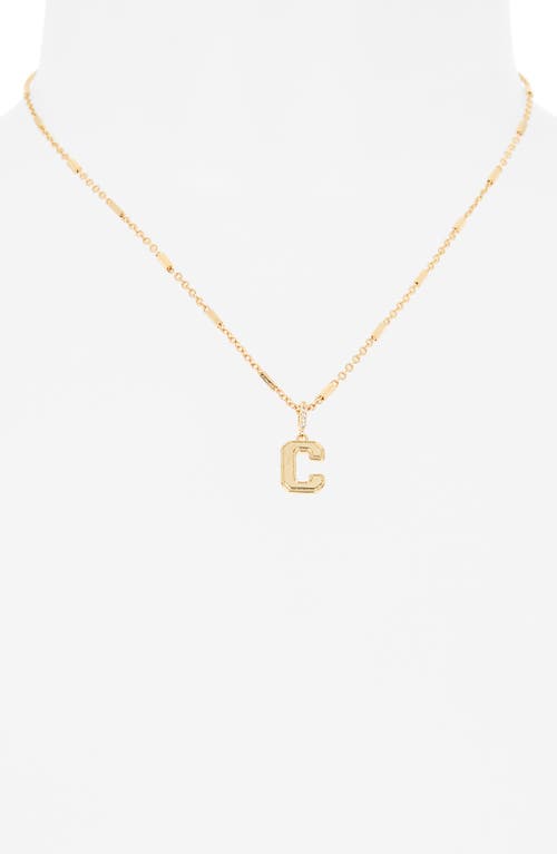 Leith Varsity Font Cubic Zirconia Initial Pendant Necklace In Gold
