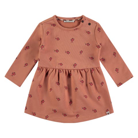 Allover Leaf Long Sleeve Sweatdress