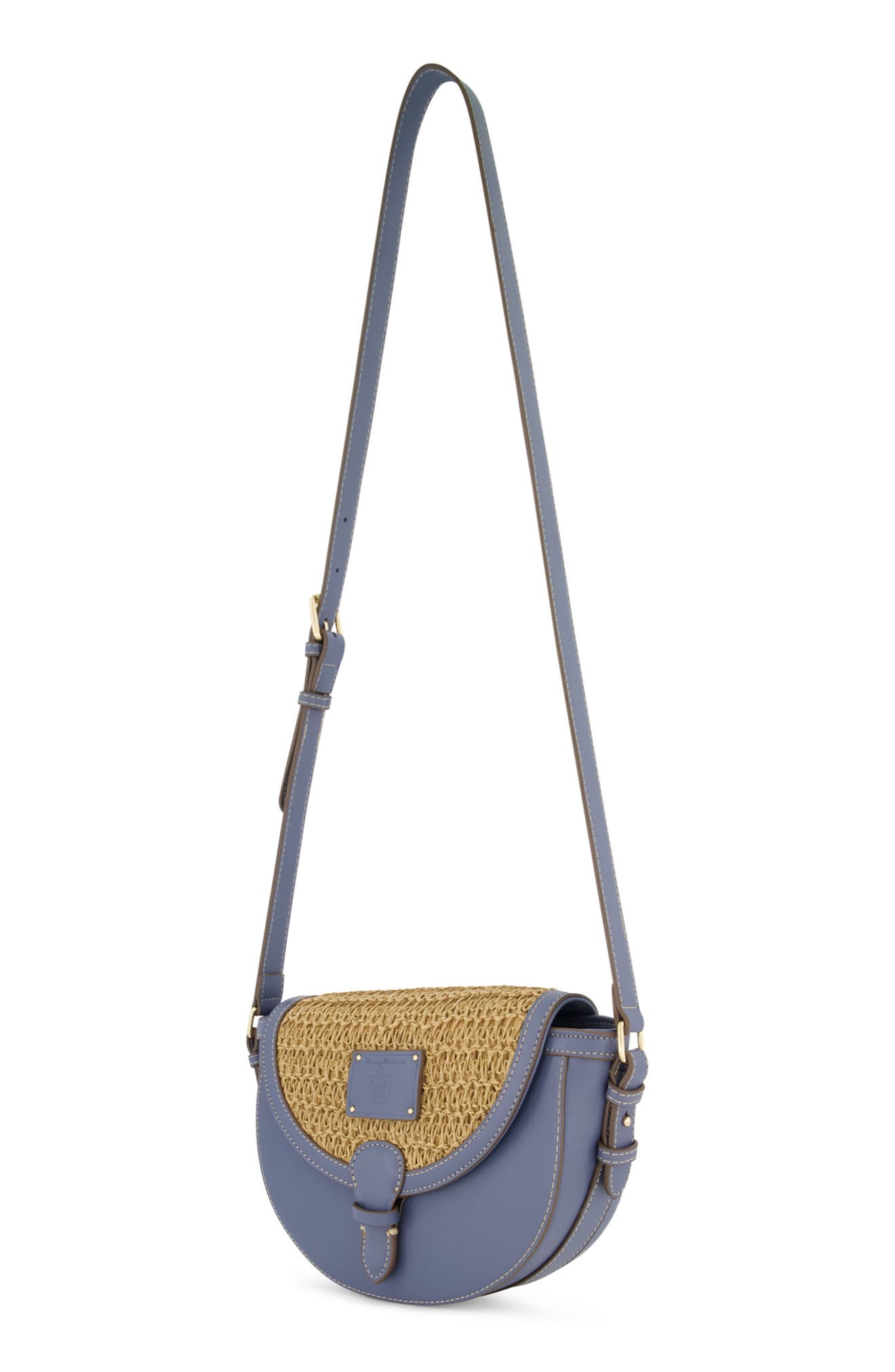 Tommy Bahama Logo Debossed Raffia Crossbody Bag, Alternate, color, Navy