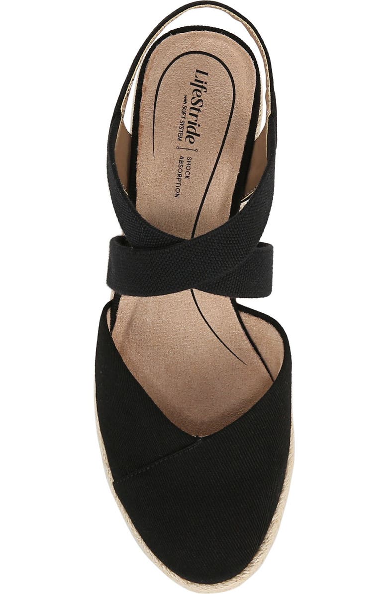 LifeStride Kimball Slingback Espadrille Platform Wedge, Alternate, color, Black