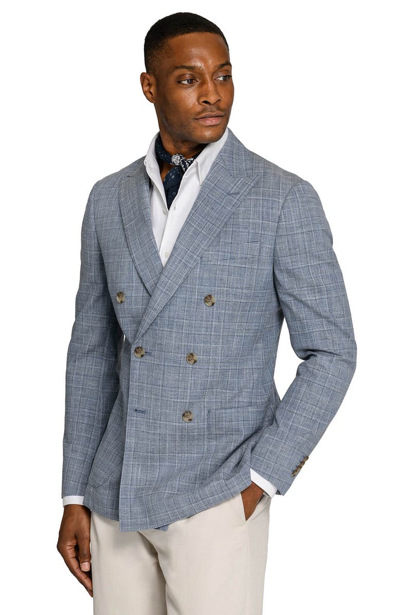 Brooklyn Brigade Douglas Double Breasted Plaid Blazer, Alternate, color, Blue