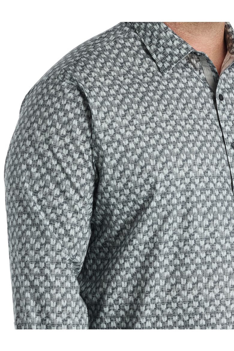 Big & Tall Geometric Print Sport Shirt, Alternate, color, GREY