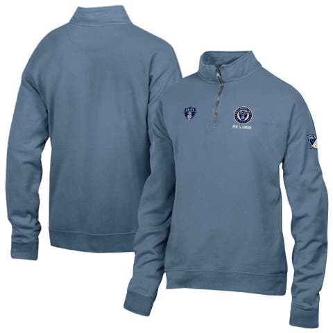 Men's Blue Philadelphia Union Logo ComfortWash Fleece Quarter-Zip Jacket