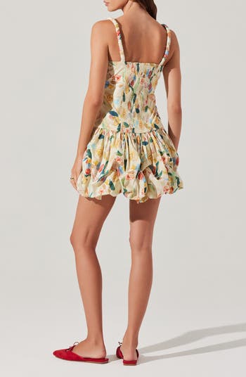 Keyla Floral Bubble Hem Cotton Minidress